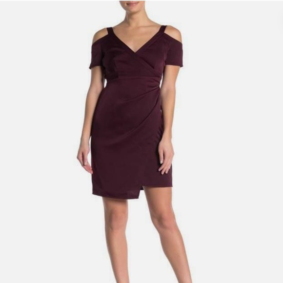 NWT ALLSAINTS Cadia maroon wrap dress cold-shoulder casual party size 2 NWT - Picture 1 of 6